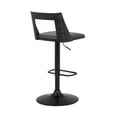 thumbnail image 4 of Armen Living Indoor Milan Adjustable Swivel Black Faux Leather and Black Wood Bar Stool with Black Base, 4 of 10