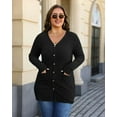 thumbnail image 5 of Sucegi Women's Plus Size Knit Cardigan, Designed Specifically for Autumn & Winter—Vintage-Style Fall Outerwear, Stretchy with Practical Pockets., 5 of 7