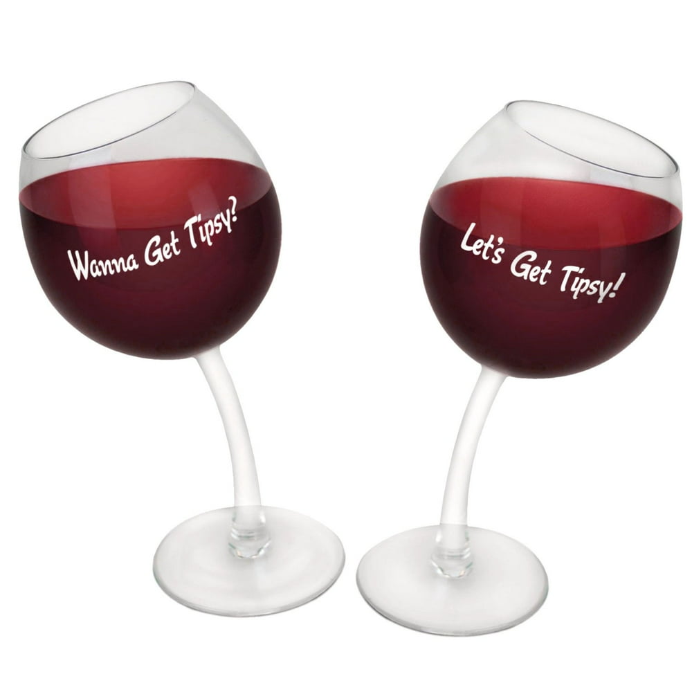 Let's Get Tipsy TwoPack Wine Glasses
