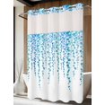 thumbnail image 2 of No Hook Shower Curtain with Snap-in Liner, Blue Polka Dots Waterproof Fabric Bathroom Curtains, Watercolor Abstract Art Retro Bath Curtains & Mesh Top Window Stall 48"x72", 2 of 9