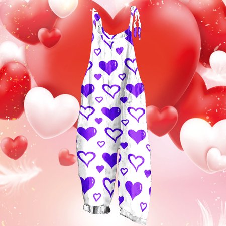 

AOOCHASLIY Valentine s Day Gift for Women Women Ladies Printed Summer Sleeveless Backless Loose Long Playsuits Rompers Jumpsuit