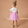 thumbnail image 4 of RUTAYY Children Girls Lace Dress Summer Short Sleeve Tiered Swing Casual Active Clothes , Purple, 5-6 Years, 4 of 5