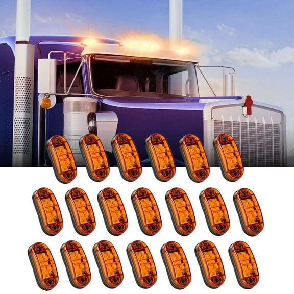Nilight 2.5inch Oval Side Marker Light 20Pcs Amber 2 Diode Led Trailer Clearance Light Indicator Light Waterproof Surface Mounted for 10-30V Truck Camper Boat Lorry
