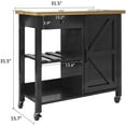 thumbnail image 4 of Catrimown Farmhouse Kitchen Cart with Storage, Rolling Kitchen Cart on Wheels, Microwave Stand Coffee Cart, Black, 4 of 10