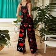 thumbnail image 7 of Fgvctg Womens Valentine's Day Jumpsuits Sleeveless Date Night Spaghetti Straps Overalls Dressy Wide Leg Pant Love Heart Graphic Bib Overalls Rompers Sprimg Pant With Pockets Wine L, 7 of 7