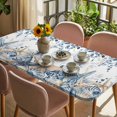 thumbnail image 3 of Blue Eucalyptus Coastal Table Cloths for 3 Foot Rectangle Tables, Beach Starfish Shell Nautical Patio Waterproof Elastic Fitted Tablecloths, Washable Rectangular Table Cover for Camping, 3 of 8