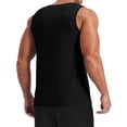 thumbnail image 3 of longantii Men's Wide Strap Ribbed Tank Top, Fitness Muscle Gym Ribbed Workout Sleeveless Bodybuilding Shirts Black L, 3 of 3