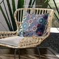 thumbnail image 3 of Glory of Flowers Peacock Indoor/Outdoor Pillow with Removable Cover in Deep Blue Red Off-White26x26, 3 of 5