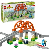 LEGO DUPLO Town Train Bridge and Tracks Expansion Set - 10 Extra Pieces of Train Tracks - Preschool and Toddler Train Set, Ages 2  - Building Toy for Boys and Girls - 10426