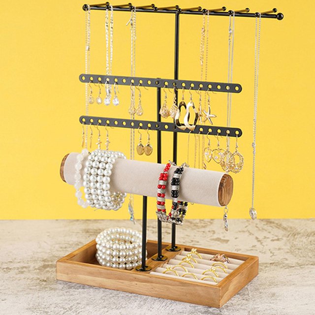 Soporte de Exhibición de Joyería perfecl Organizador Rectangular de 4 Capas