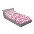 thumbnail image 2 of Ambesonne Anime Fitted Sheet & Pillow Sham Set, Rabbits Humor, Twin, White Pink, 2 of 2