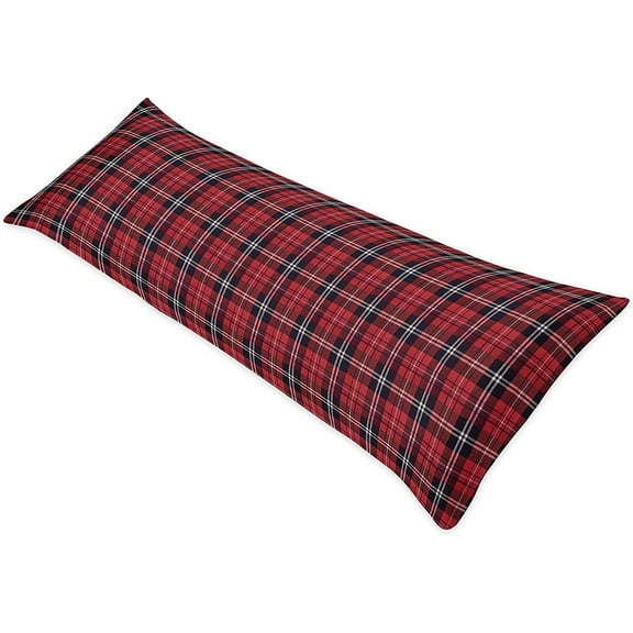 Sweet Jojo Designs Red and Black Woodland Plaid Flannel Body Pillow Case Cover for Rustic Patch Collection (Pillow Not Included)