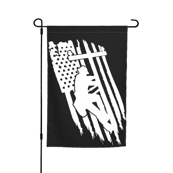 Lineman Electrical Power Line Pole American Flag Double Garden Flags 12x18 Inch Suitable For Courtyard Lawn Holiday Home Outdoor Decoration Flag