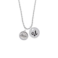 thumbnail image 2 of Delight Jewelry Silvertone Peace - Round Seal Silvertone Script Initial Disc - U - Charm Necklace, 20"+3", 2 of 4