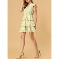 thumbnail image 5 of Allegra K Women's V Neck Button Front Cap Sleeve Floral Ruffle Mini Dress, 5 of 6