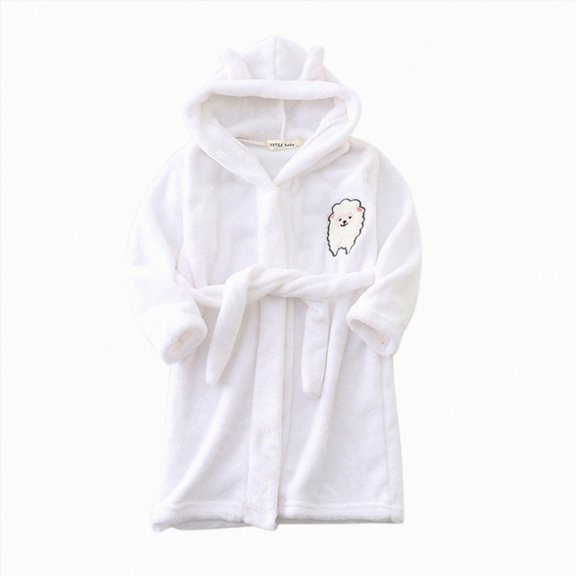NIEWTR 2T 3T 4T 5T-12T Toddler Pajamas Kids Hooded Robe Boys Girls Soft Flannel Bathrobes Pajamas Plush Robe(7-8 Years)