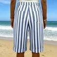 thumbnail image 4 of Cotton Linen Striped Shorts for Women 2026 Casual High Waist Pleated Shorts with Pockets Comfy Summer Shorts Dark Blue XXL, 4 of 4