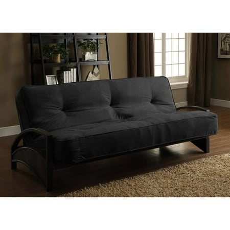 Alessa Futon Frame with 8" Full Pocket Coil Futon Mattress, Black