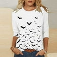 thumbnail image 2 of FAVIPT Halloween Shirts for Women 3/4 Length Sleeve Round Neck Blouses Funny Basic Printed Loose Tees Casual Trendy Fall 2025 Shirts Multicolor,M, 2 of 5