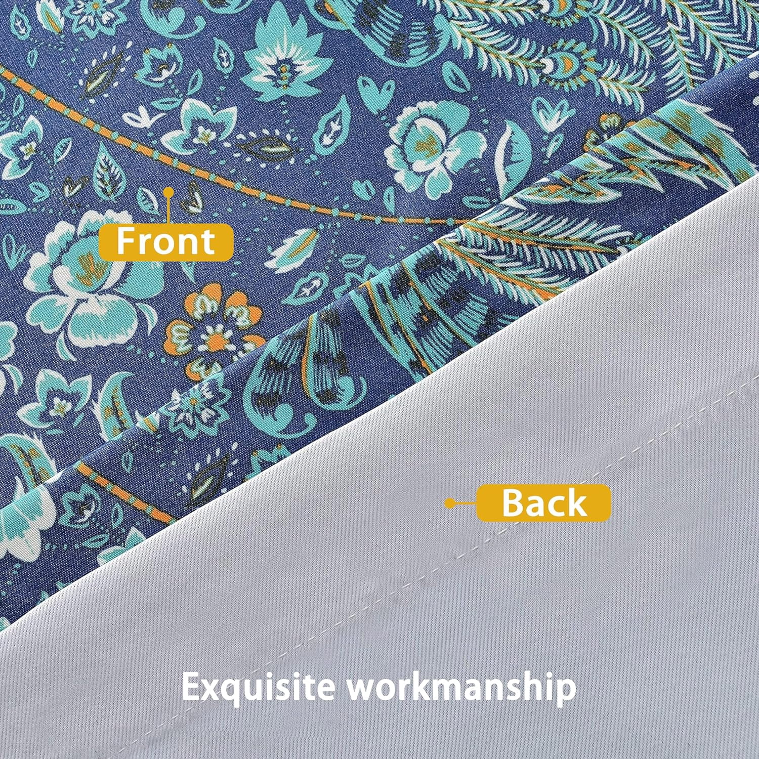 DriftAway Christopher Peacock Floral Pattern Energy Saving Thermal Insulated Blackout Window Curtain Grommet 2 Layers 2 Panels 	84"L x 52"W Teal