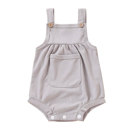 

ZMHEGW Bodysuit Infant Ribbed Suspender Baby Solid Girls Boys Romper Pocket Girls Romper Jumpsuit Baby Cute Clothing