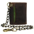 thumbnail image 5 of CAZORO Men's RFID Blocking Trifold Vintage Leather Biker Chain Wallet With Snap Closure Brown, 5 of 6