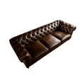 thumbnail image 2 of Pemberly Row Top Grain Leather Chesterfield 95" Leather Sofa in Brown Finish, 2 of 4
