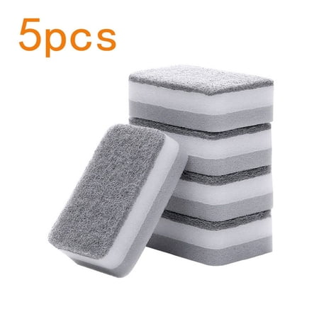 5PCS High-density Catering Cleaning Brush Kitchen Supplies Dishwashing Cloth Scouring Pads Double-sided Sponge Cleaning Dish