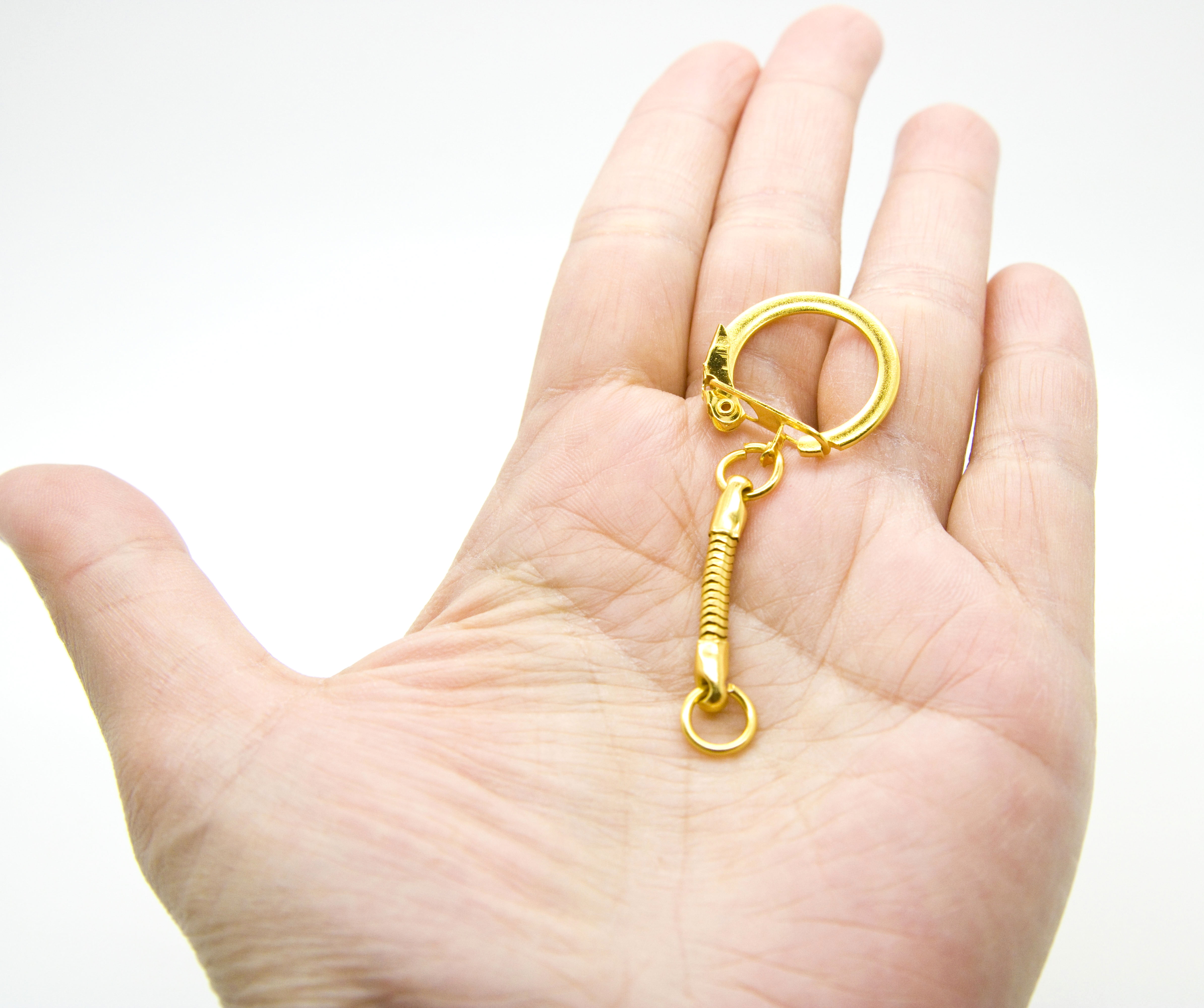Gold Key Chains Snake Chain with Snap End and Jump Ring for Craft Findings - Pack of 1000