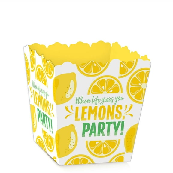 Big Dot of Happiness So Fresh - Lemon - Party Mini Favor Boxes - Citrus Lemonade Party Treat Candy Boxes - Set of 12