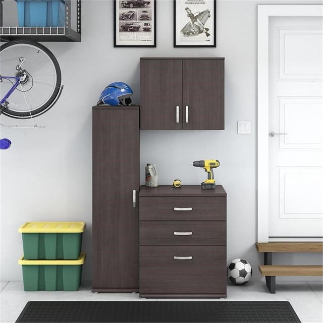 Pemberly Row Ensemble de Rangement Modulaire de Garage 3 Pcs avec Armoires en Gris Orage