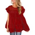 thumbnail image 1 of Hauts pour Femmes Décontractés Manches Courtes à Volants Blouse Tunique Ample, 1 of 3