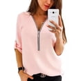 thumbnail image 1 of Blusa Moda Collar En V Cremallera Elegante Y Casual Camisa, 1 of 7