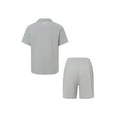 thumbnail image 3 of Summer Men's 2 Pieces Shirt Set Solid Color Lapel Short Sleeve Button Down Casual Hippie Holiday Beach T-Shirts Shorts Outfits, 3 of 10