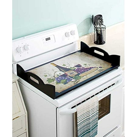 Decorative Wooden Stove Top Cover Serving Tray Kitchen Decor