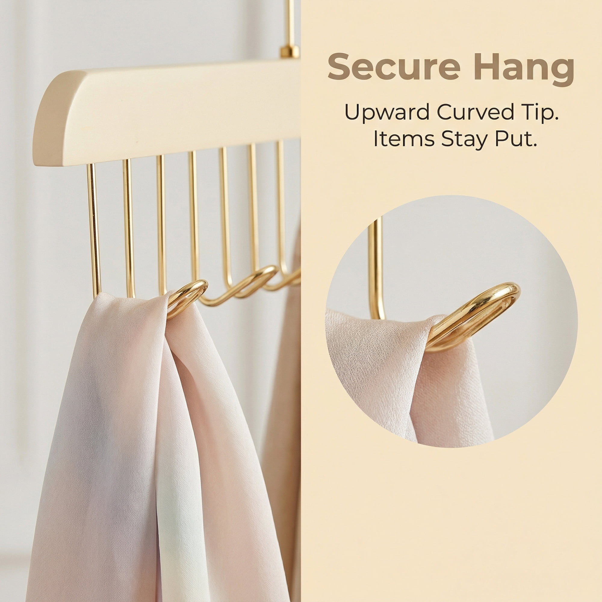 Unique Bargains 2Pcs Wood Tank Top Hanger With 8 Hooks Milk White