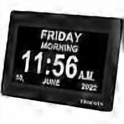 Digital clock with date and week, calendar with day of the week display (7 inches Black)