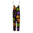 thumbnail image 4 of Evdexr Halloween Jumpsuits for Women 2026 Bat Ghost Cobweb Graphic Rompers Square Neck Wide Leg Sleeveless Pants Casusl Spaghetti Straps Overalls S, 4 of 6