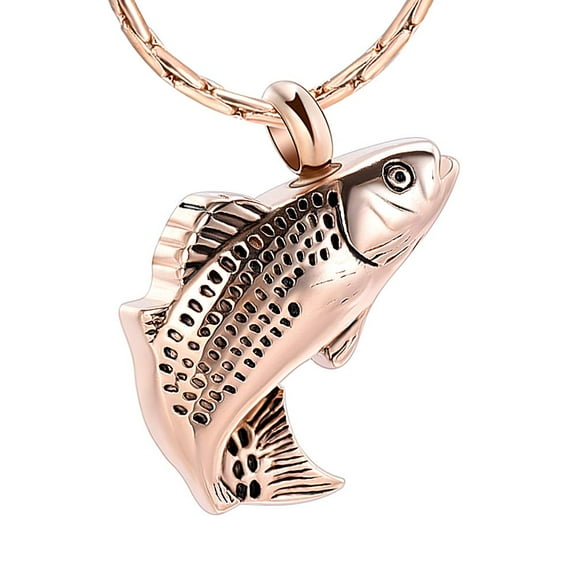Stainless Steel Fish Cremation Urn Pendant Necklace for Cremation Ashes Holder Necklace for Ashes of Loved One