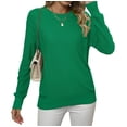 thumbnail image 3 of Asklazy Women's Fall Soft Crewneck Long Sleeve Hollow Cable Knit Pullover Sweaters,Green（S-3XL), 3 of 10