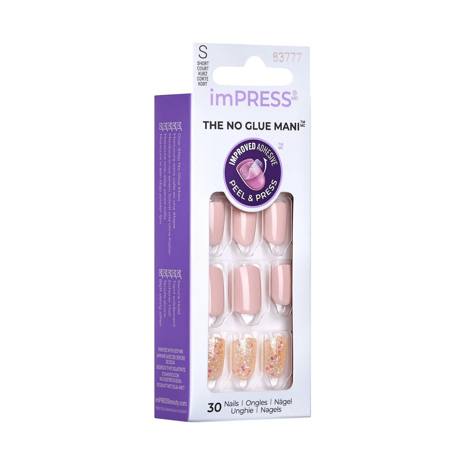 KISS ImPRESS Press-On - Fake Nails, 30 Count, Short, Press-ons.