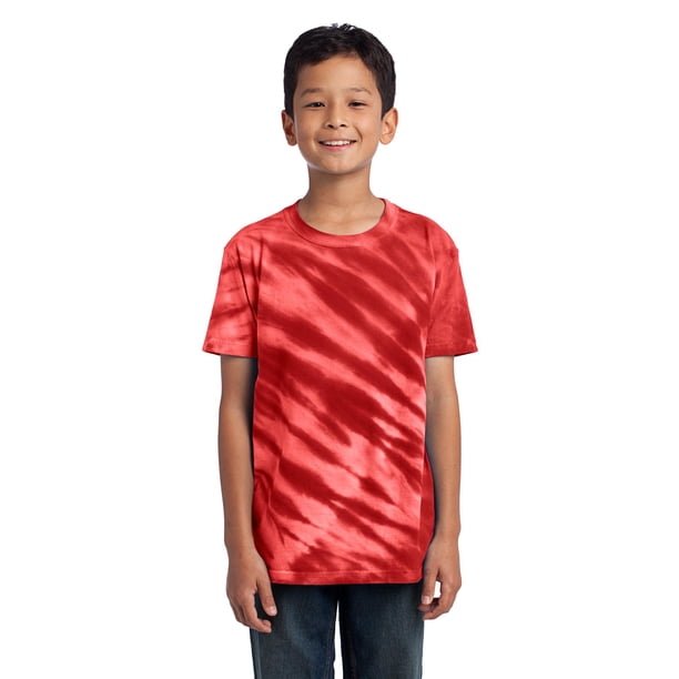 DESCATALOGADO Port & Company - Camiseta juvenil Tiger Stripe Tie-Dye XL Roja Puerto & Compa??a PC148Y