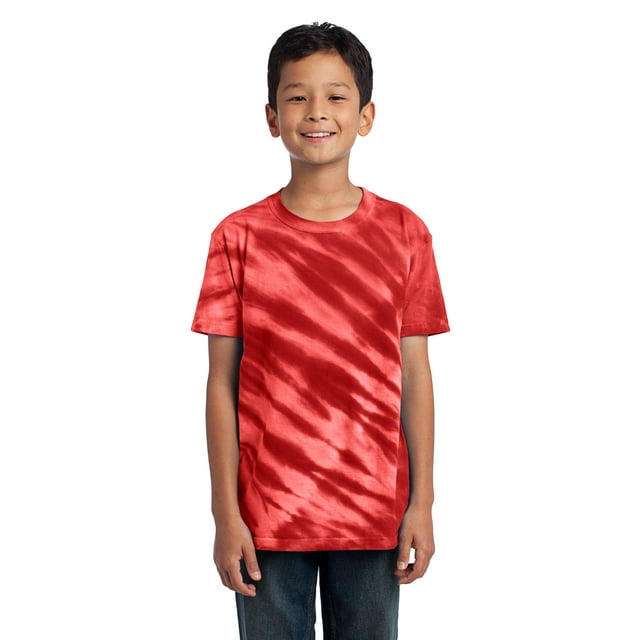 DESCATALOGADO Port & Company - Camiseta tie-dye con rayas de tigre para j?venes XS Rojo Puerto & Compa??a PC148Y
