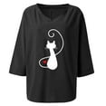 thumbnail image 4 of YUNAFFT Womens Tops Casual Loose Fashion Women's Fashion Printed V- Neck Three Quarter Sleeve T-shirt Blouse Loose Tops On Sale, 4 of 5
