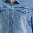 thumbnail image 5 of Agnes Orinda Women's Plus Size Jean Jackets Long Sleeves Washed Casual Denim Coats with Pockets 3X Light Blue, 5 of 6
