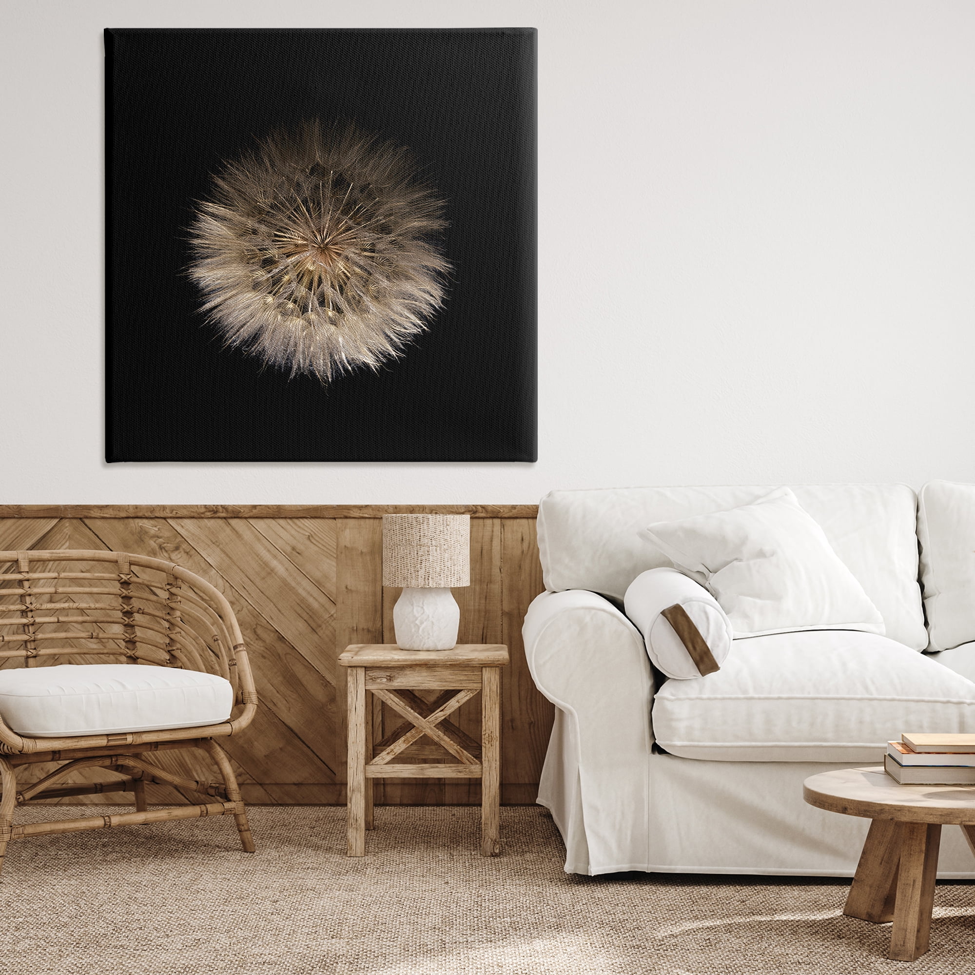 Stupell Industries Wispy Dandelion on Black Canvas Wall Art, design by Beth Adoette