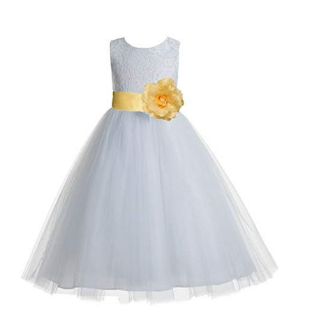 

Ekidsbridal White Floral Lace Heart Cutout Formal Flower Girl Dress Special Occasion Dresses Girl Lace Dresses Toddler Girl Dresses Pageant Gown Holiday Dress Graduation Dress Birthday Girl Dress 172T