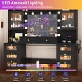 thumbnail image 4 of ChVans 62'' Large Vanity Desk with Tempered Glass Top, 11 LED Bulbs, Charging Station, Bedroom Makeup Vanity with 3 Lights Mode LED Mirror, 6 Translucent Drawers, 2 RGB cabinets for Women, Girls Gift, 4 of 10