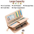 thumbnail image 2 of Ladies Purse, Large Capacity RFID Blocking Leather Women's Wallet with Detachable Wrist Strap, 2 of 5