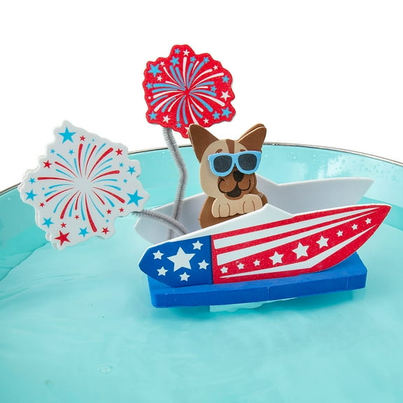 6 1/2" x 7 3/4" Patriotic Boat Floating Foam Craft Kit - Makes 12